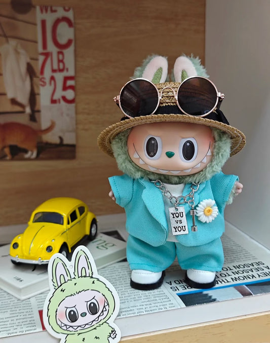 7-piece doll outfit set for 17cm labubu includes necklace and blazer