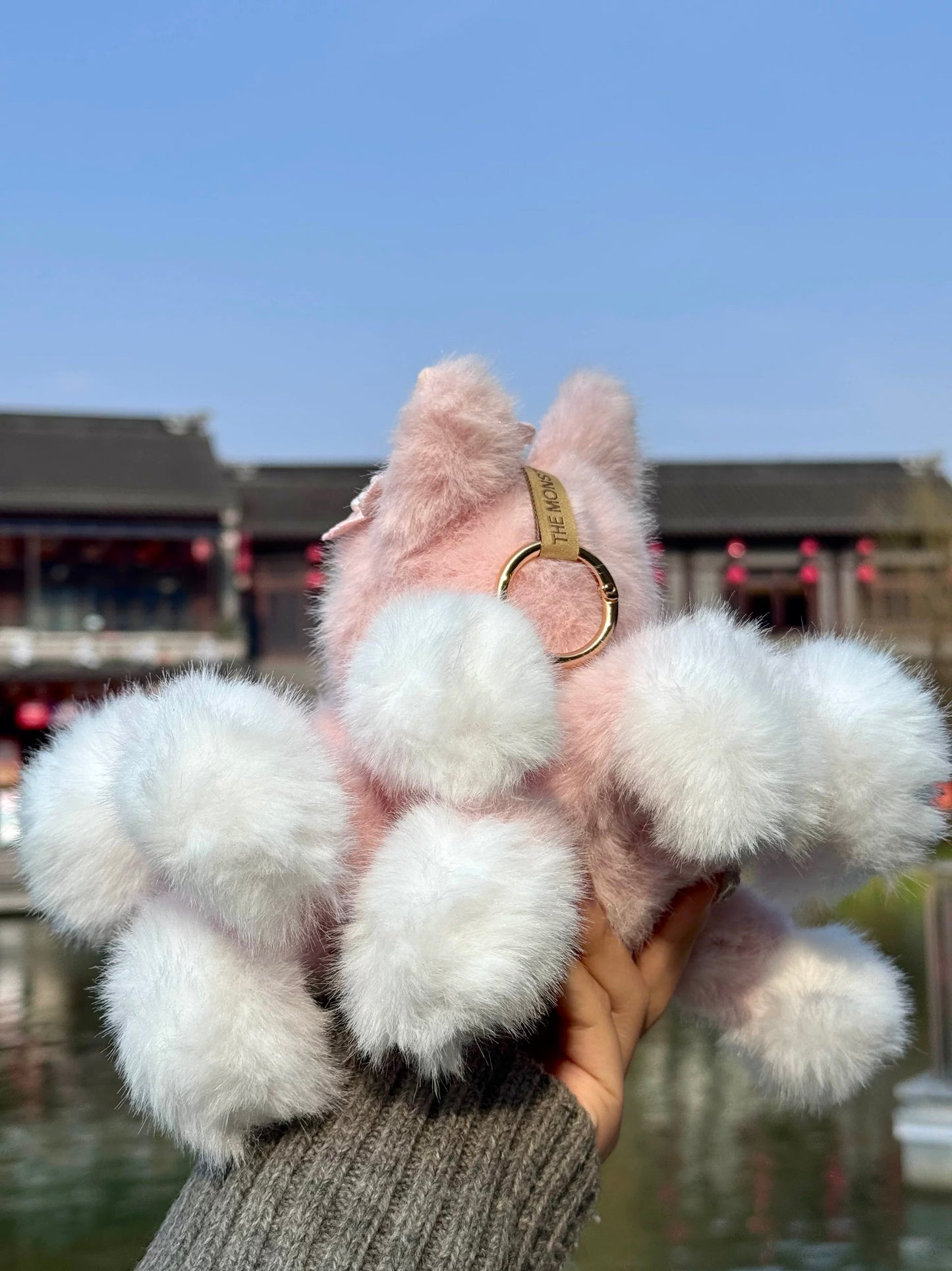 handmade labubu pastel pink tail modification