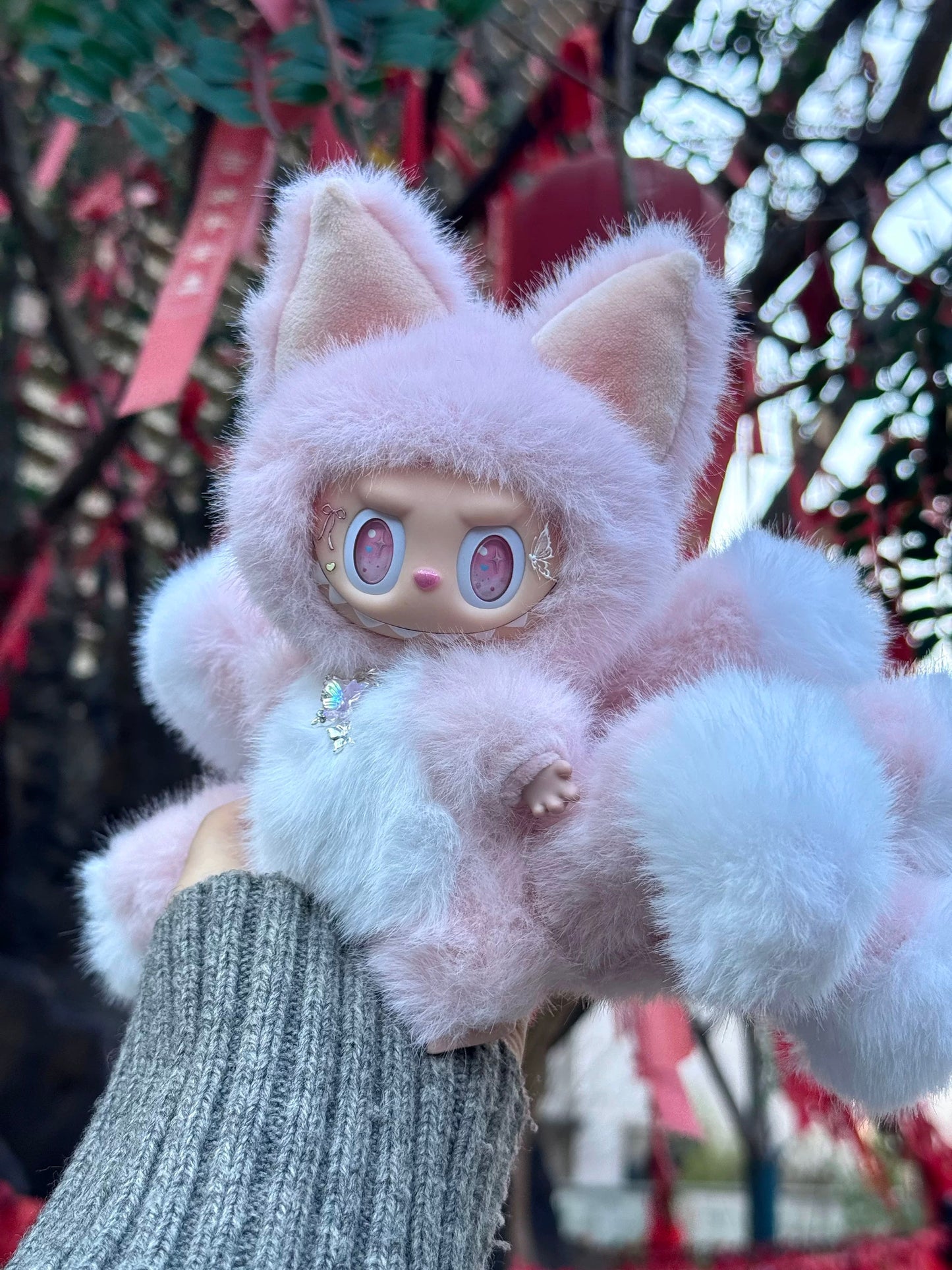 labubu custom doll pink blossom multi tails