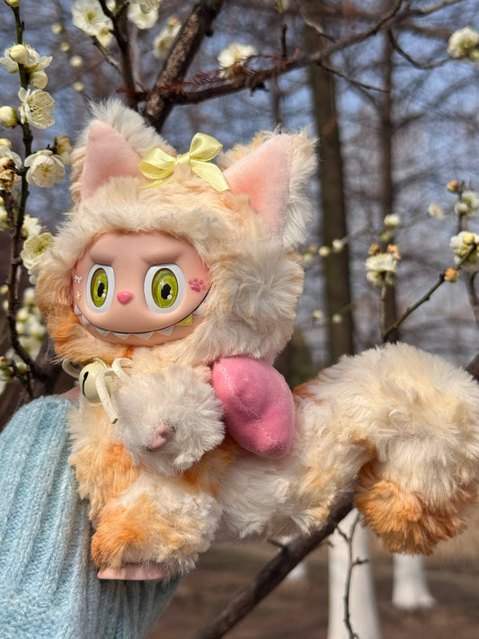 handmade labubu golden tail bow edition