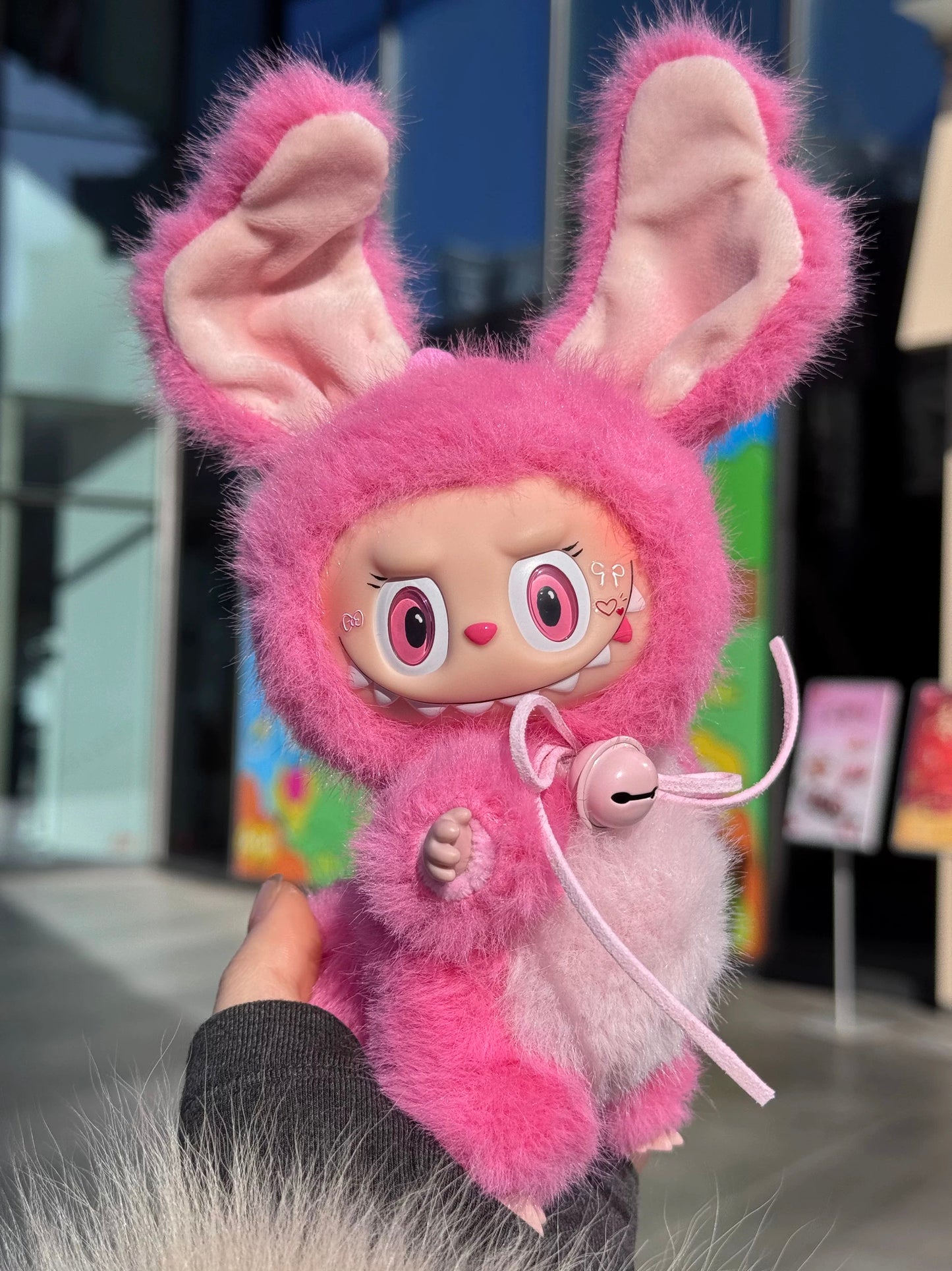 labubu artist custom plush with bell detail