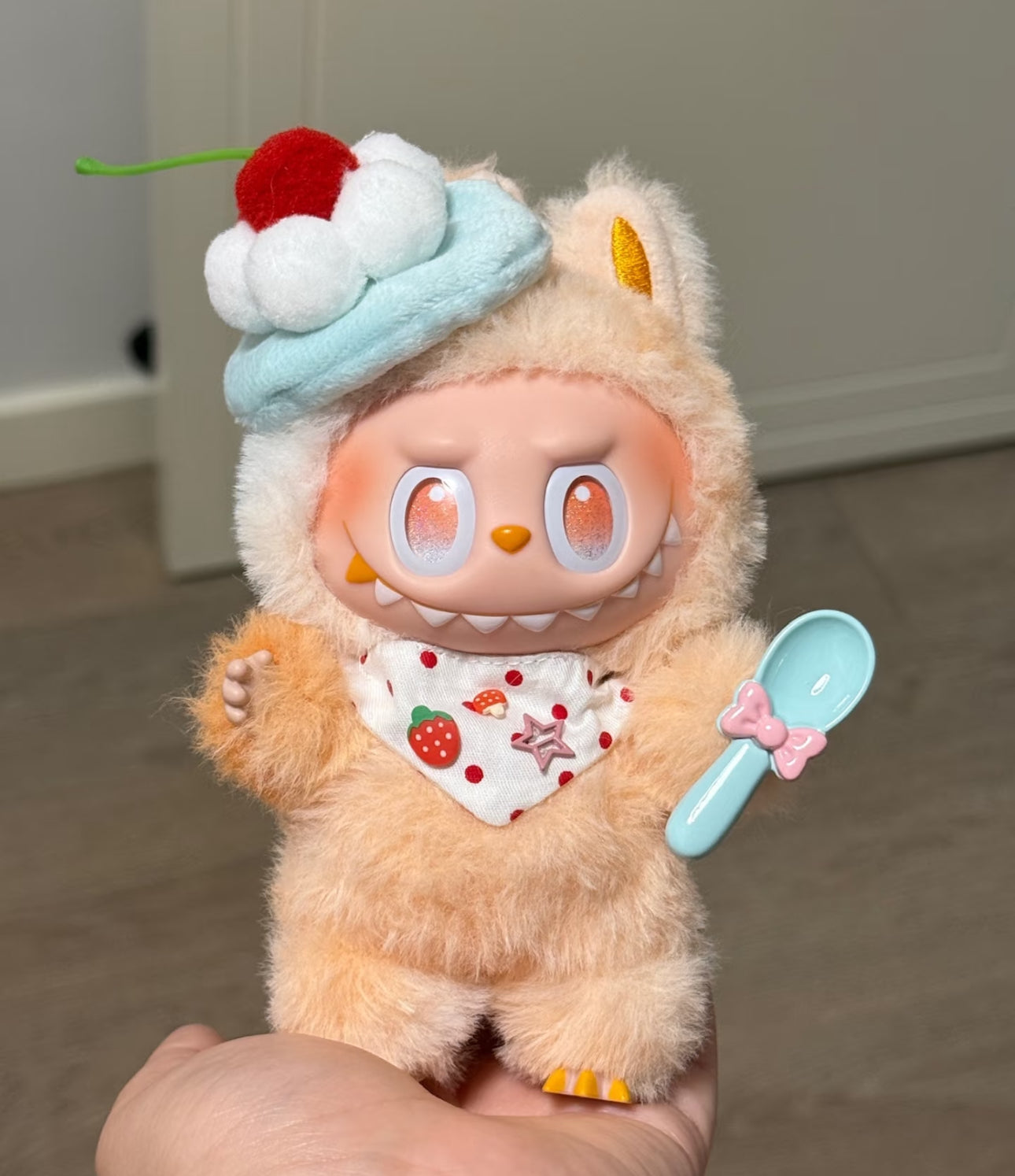 labubu kawaii cherry cake hat for 15-17cm dolls