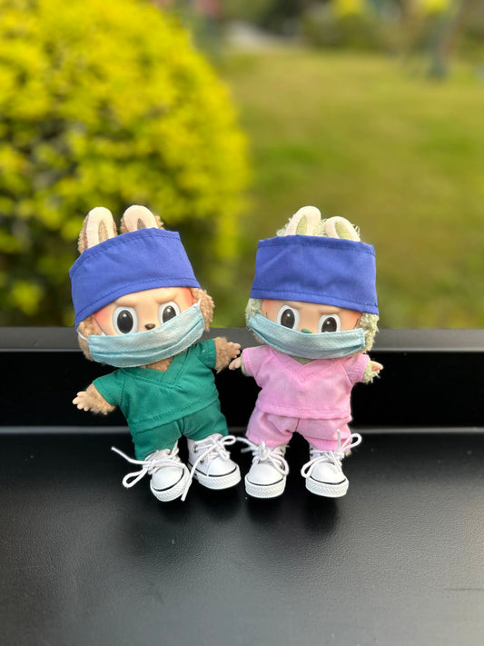 7-piece medical fashion set for 17cm plush pop mart labubu dolls