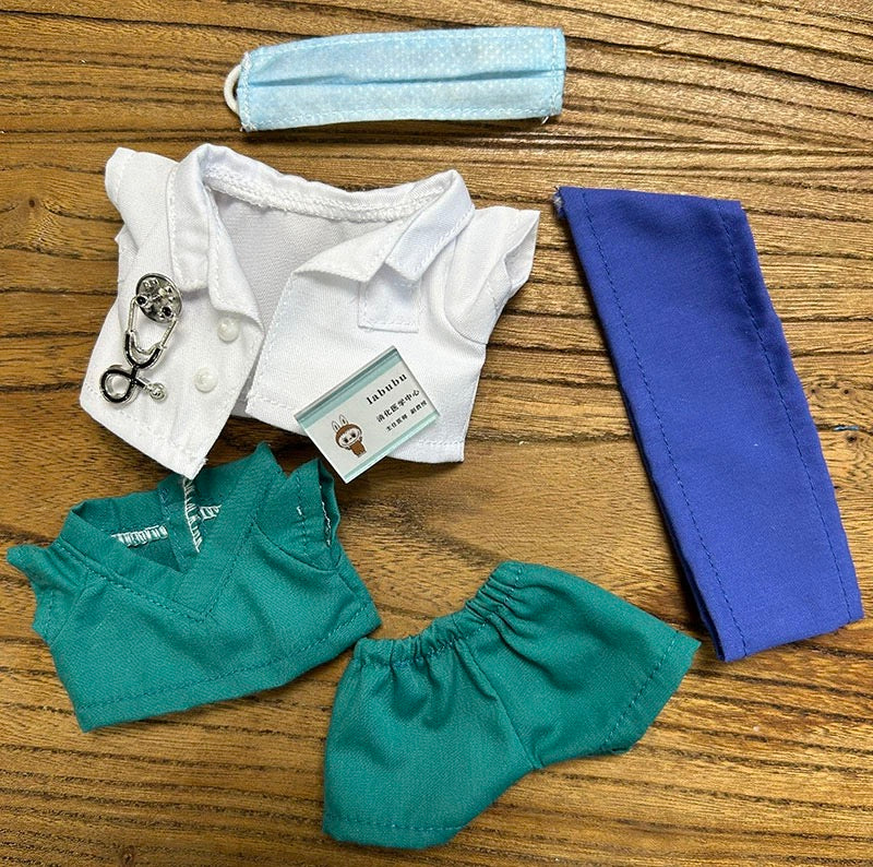 labubu nurse costume set with scrubs and shoes for blind box dolls