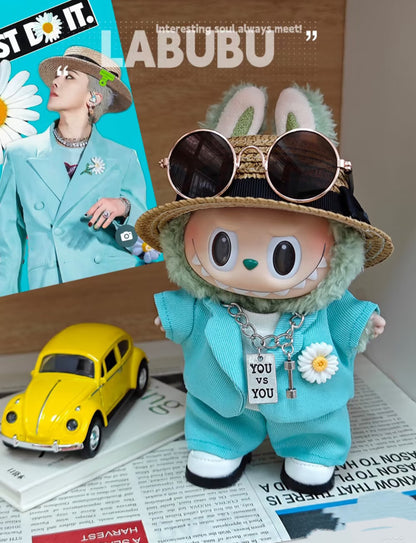 k-pop inspired handmade labubu fashion outfit blue suit style