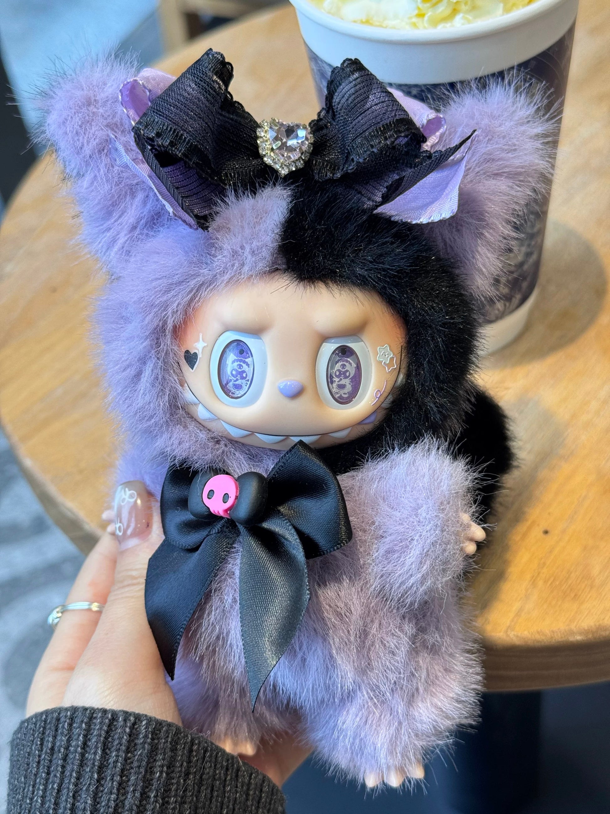 custom labubu kuromi style purple black plush