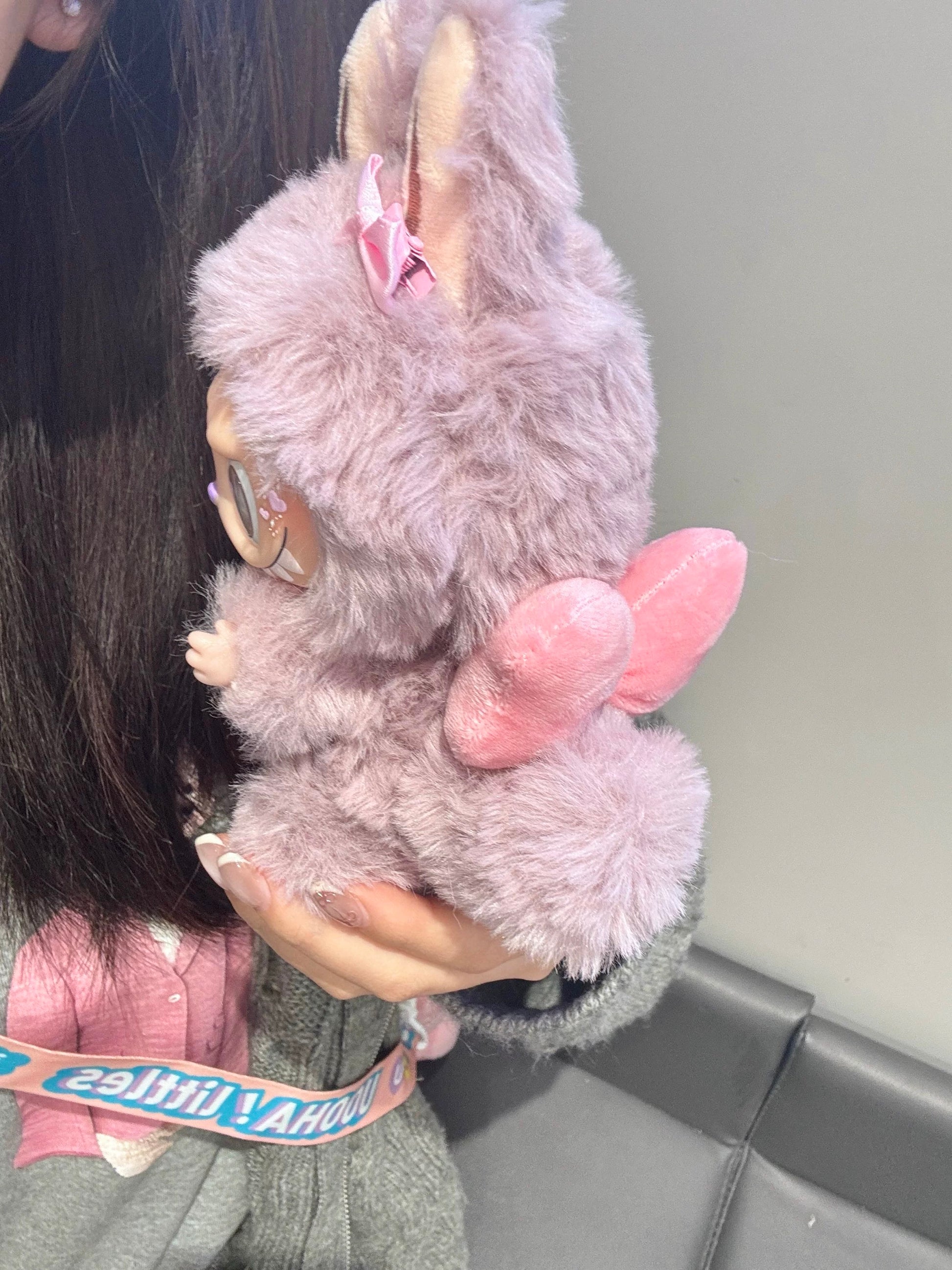 labubu designer plush with pink bow detail