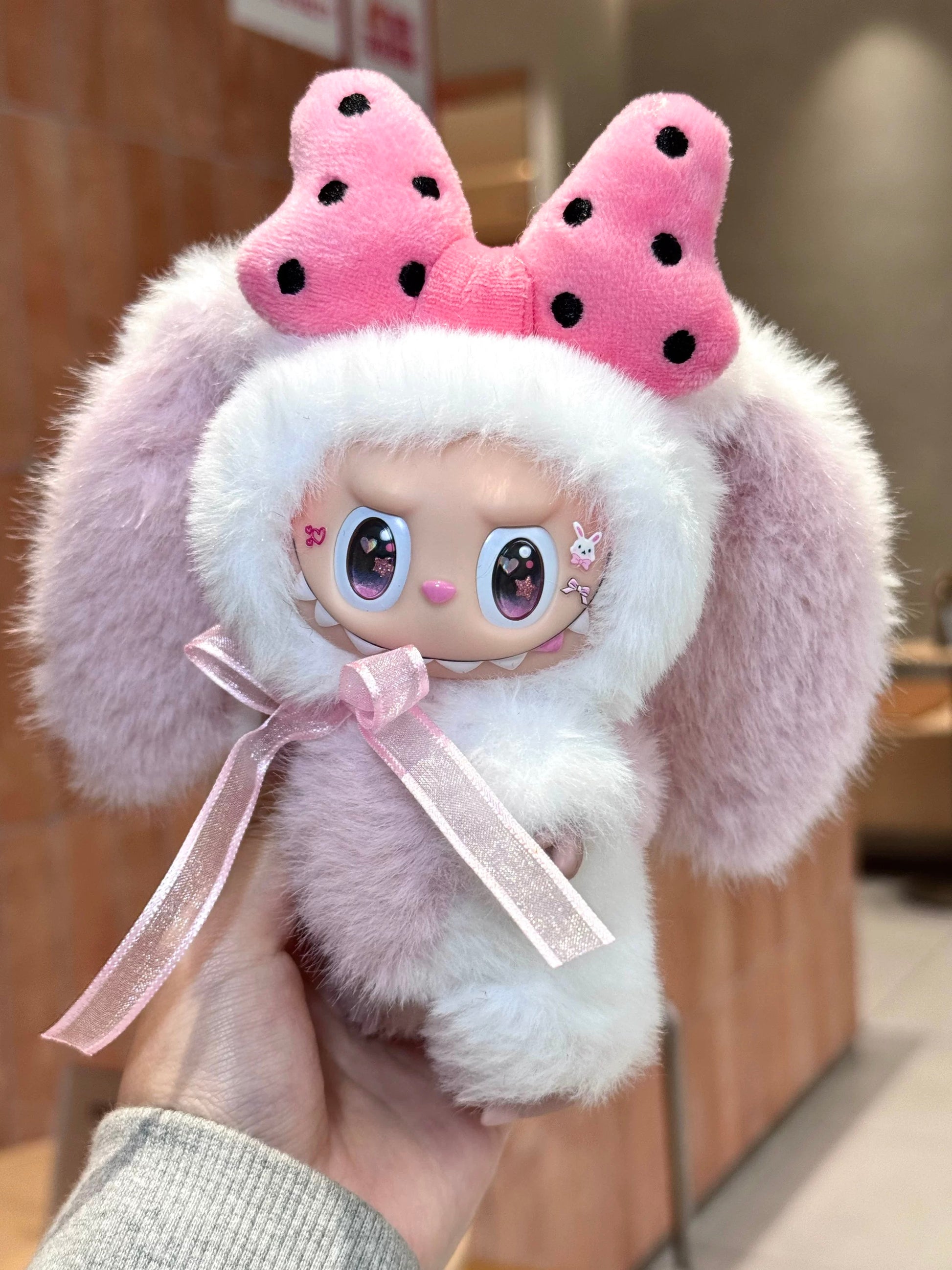 custom labubu pink bunny big ears plush
