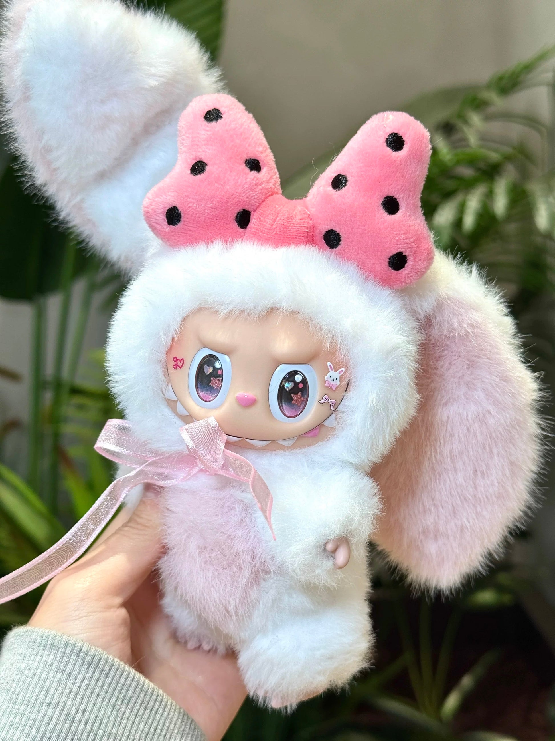 handmade labubu plush with big bunny ears