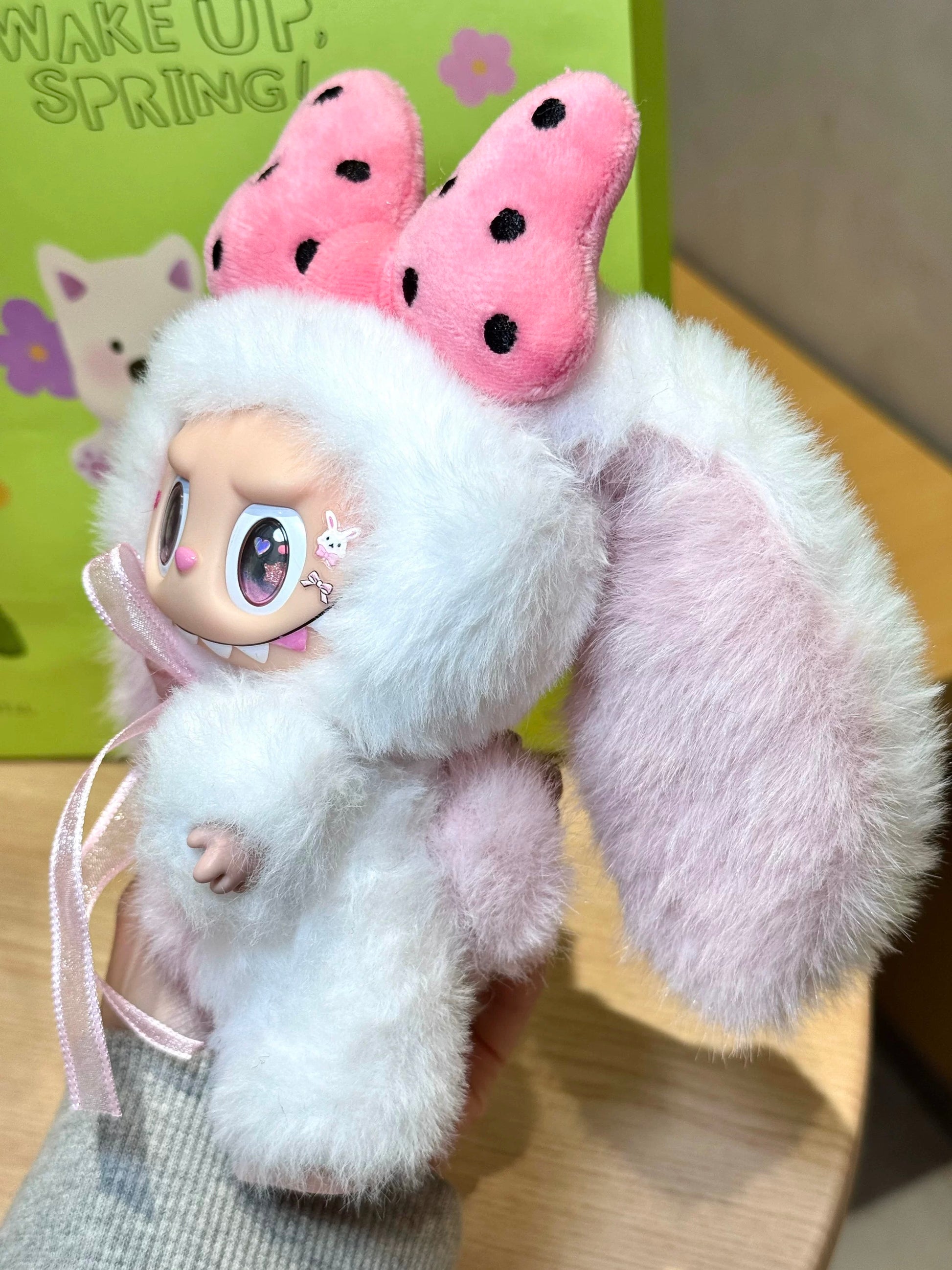 labubu pink dot bow custom collectible plush