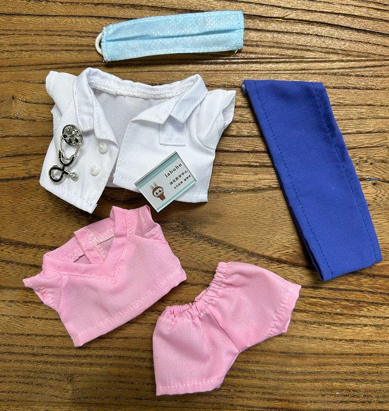 labubu nurse costume set with scrubs and shoes for blind box dolls