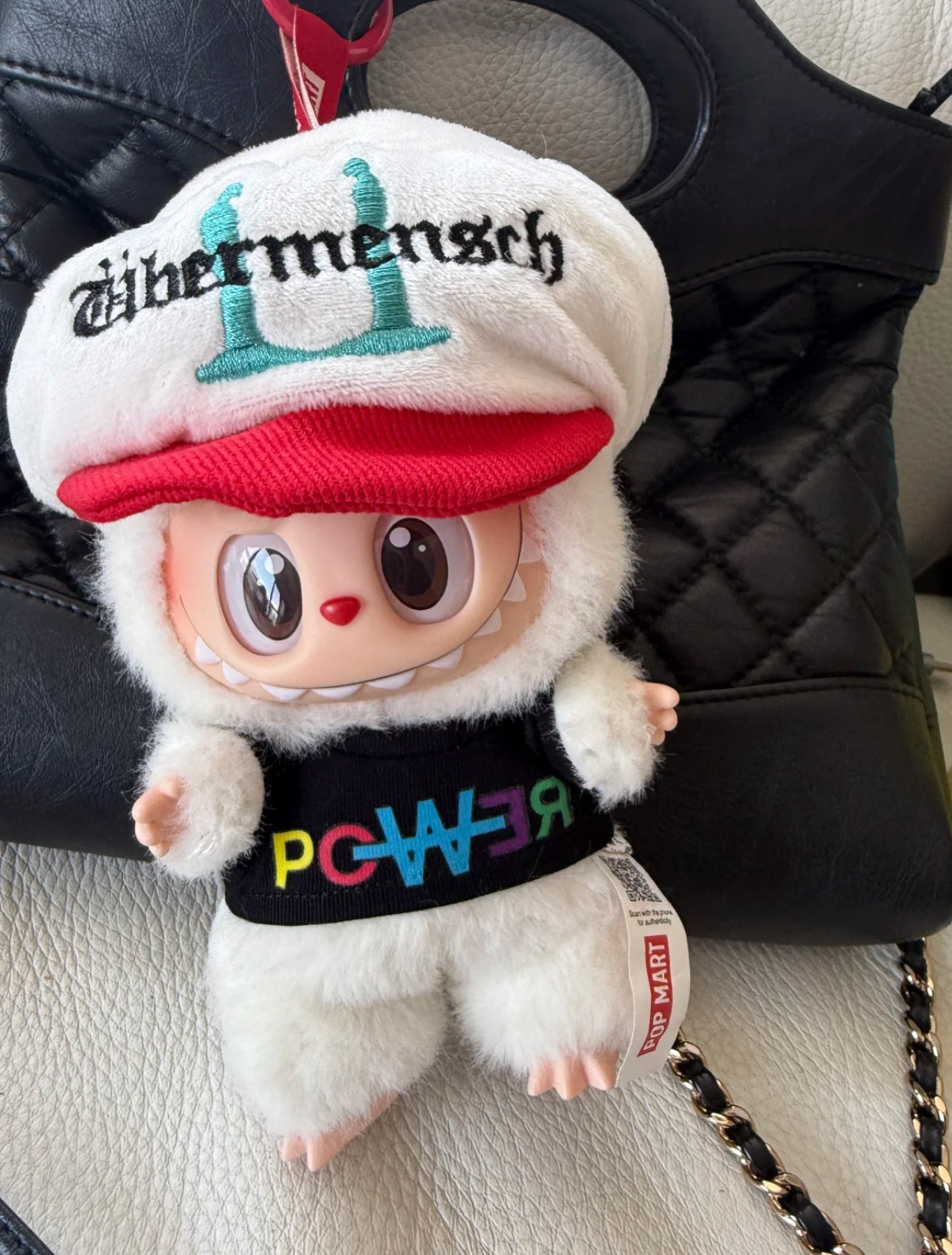 labubu doll wearing g-dragon inspired wide brim black hat accessory