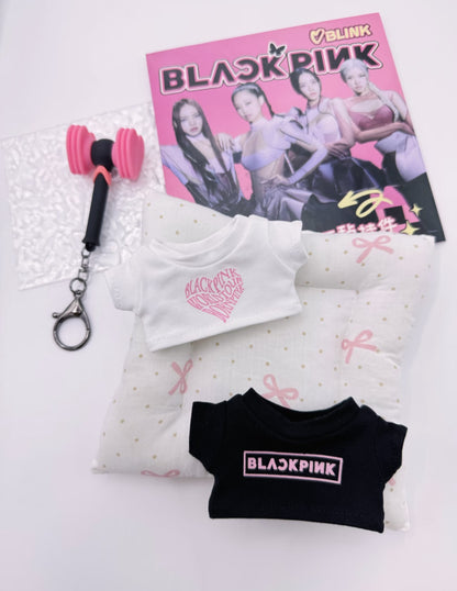 Custom pink and black doll outfit for Labubu – bold fashion design