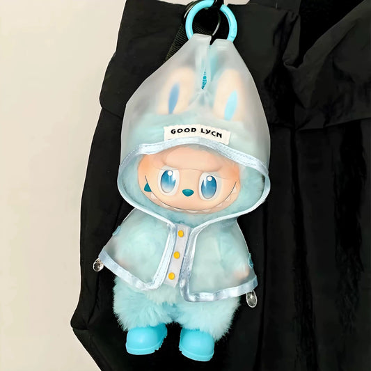 labubu doll wearing handmade raincoat with boots