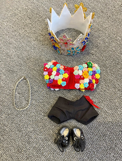 [Preorder] 5-Piece Labubus Outfit, Kpop G-Dragon Taipei Concert Inspired Colorful Flower Rhinestone Toy Handmade Clothing